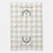 Beige Buffalo Check Laurel WreatFamily Monogram Theedoek (Verticaal)