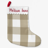 Beige Buffalo Check Monogram Kleine Kerstsok (Voorkant)