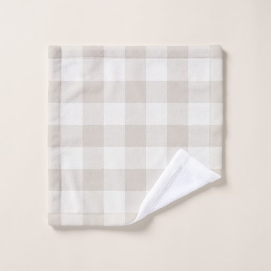 Beige Buffalo Check Monogram | Moderne bosbouw Bad Handdoek (Wasdoekje)