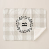 Beige Buffalo Check Monogram | Moderne bosbouw Sherpa Deken (Voorkant (horizontaal))