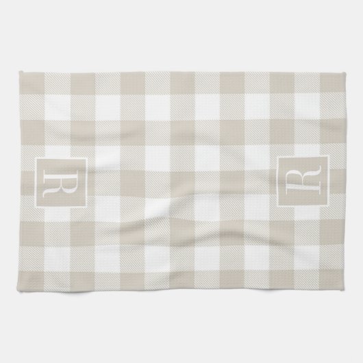 Beige Buffalo Check Monogram Theedoek (Horizontaal)