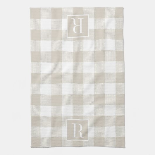 Beige Buffalo Check Monogram Theedoek (Verticaal)