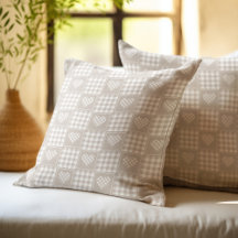 Beige Buffalo geruite patchwork harten