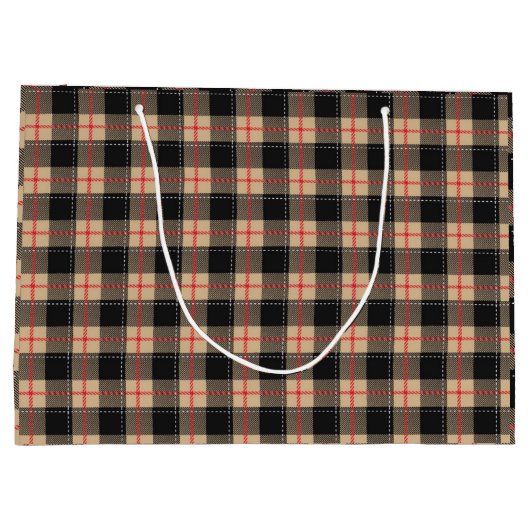 Beige Buffalo Plaid Groot Cadeauzakje (Achterkant)