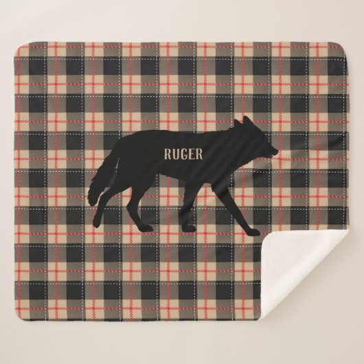 Beige Buffalo Pset Wild Coyote Dog aanpassen Sherpa Deken (Voorkant (horizontaal))