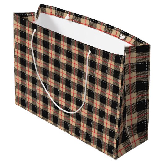 Beige Buffalo ruit Groot Cadeauzakje (Achterkant Gekanteld)