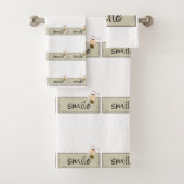 Beige Bumblebee Smile Bathroom Towel sets Bad Handdoek (Insitu)