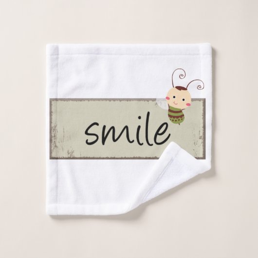 Beige Bumblebee Smile Bathroom Towel sets Bad Handdoek (Wasdoekje)