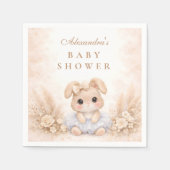 Beige Bunny Floral Baby Shower Servet (Voorkant)