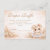 Beige Bunny Floral Diapper Raffle Informatiekaartje (Voorkant)