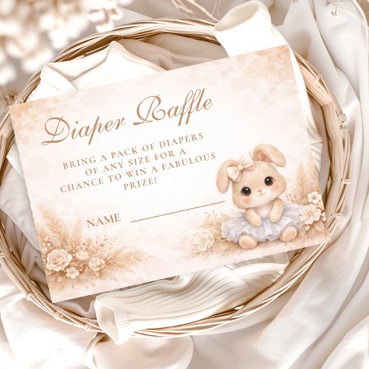 Beige Bunny Floral Diapper Raffle Informatiekaartje