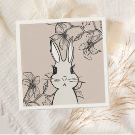 Beige Bunny Floral Spring Servet