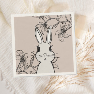 Beige Bunny Floral Spring Servet