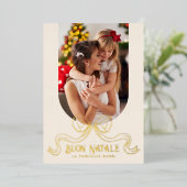 Beige Buon Natale Eenvoudige Moderne Coquette Bow  Folie Feestdagenkaart (Staand Voorkant)