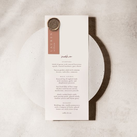 Beige & Burgundy Elegant Minimalist Wedding Menu