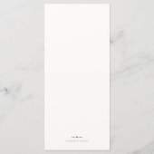 Beige & Burgundy Elegant Minimalist Wedding Menu (Achterkant)