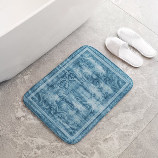 Beige & Burgundy Floral Motive Geometric Design Badmat