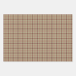 Beige Burgundy White Plaid Classic Inpakpapier Vel