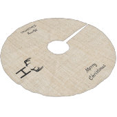Beige burlap familie monogram gewei kerstboom rok (Gekanteld)