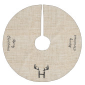 Beige burlap familie monogram gewei kerstboom rok (Voorkant)