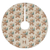 Beige burlap familie monogram peperkoek man kerstboom rok (Voorkant)