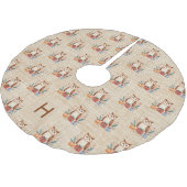 Beige burlap familie monogram schattige uil kerstboom rok (Gekanteld)