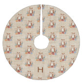 Beige burlap familie monogram schattige uil kerstboom rok (Voorkant)