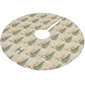 Beige burlap familie monogram schattige vos kerstboom rok (Gekanteld)