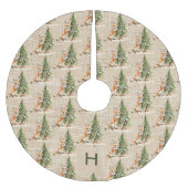 Beige burlap familie monogram schattige vos kerstboom rok (Voorkant)