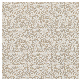 Beige Burlap & Lace Flower Fabric Stof