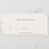 Beige Business Gift Certificate Elegant Simple (Achterkant)