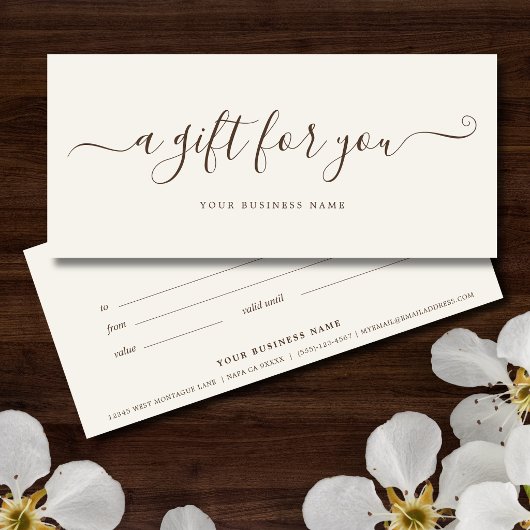 Beige Business Gift Certificate Elegant Simple