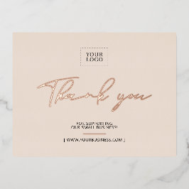 Beige Business Logo Hartelijk dank Pakket invoegen Folie Uitnodiging Briefkaart