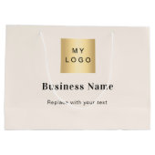 Beige business logo naam tekst groot cadeauzakje (Achterkant)