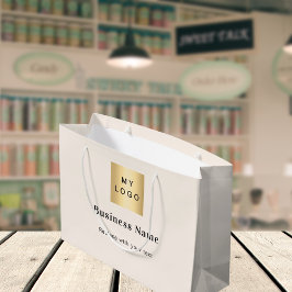 Beige business logo naam tekst groot cadeauzakje