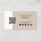 Beige Business Logo QR Code Loyaliteit Visitekaartje (Achterkant)