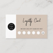 Beige Business Logo QR Code Loyaliteit Visitekaartje (Voorkant)