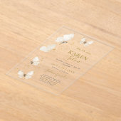 Beige Butterfly Quinceañera acryl Uitnodiging (Laagn)
