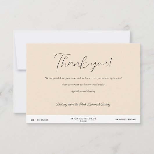 Beige Cake Care Instructie Kaart Notitiekaartje (Achterkant)