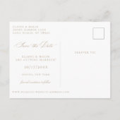 Beige Calligrafie Foto Opslaan Datum bekendmaking Aankondigingskaart (Achterkant)