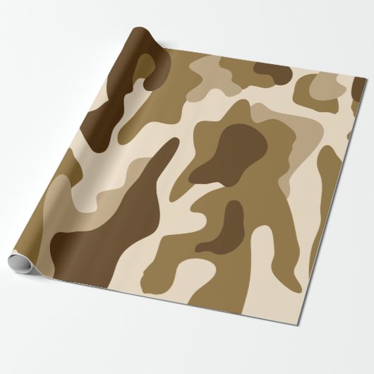 Beige camouflage patroon cadeaupapier (Uitgerold)