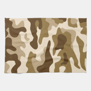 Beige camouflage patroon theedoek