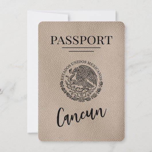 Beige Cancun Passport Bewaar de datum Save The Date (Achterkant)