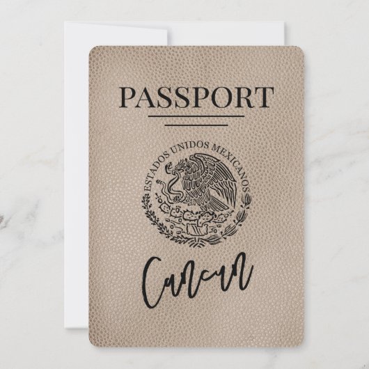 Beige Cancun Passport Wedding Kaart