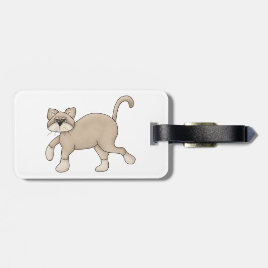 Beige Cat Drawing with Green Eyes Bagagelabel (Achterkant horizontaal)