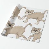 Beige Cat Drawing with Green Eyes Cadeaupapier (Uitgerold)