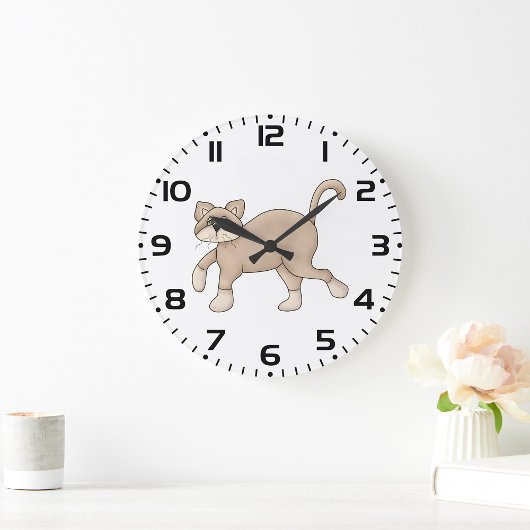 Beige Cat Drawing with Green Eyes Grote Klok