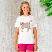Beige Cat Drawing with Green Eyes T-shirt