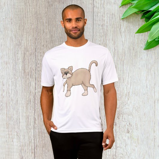 Beige Cat Drawing with Green Eyes T-shirt