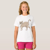 Beige Cat Drawing with Green Eyes T-shirt (Voorkant volledig)